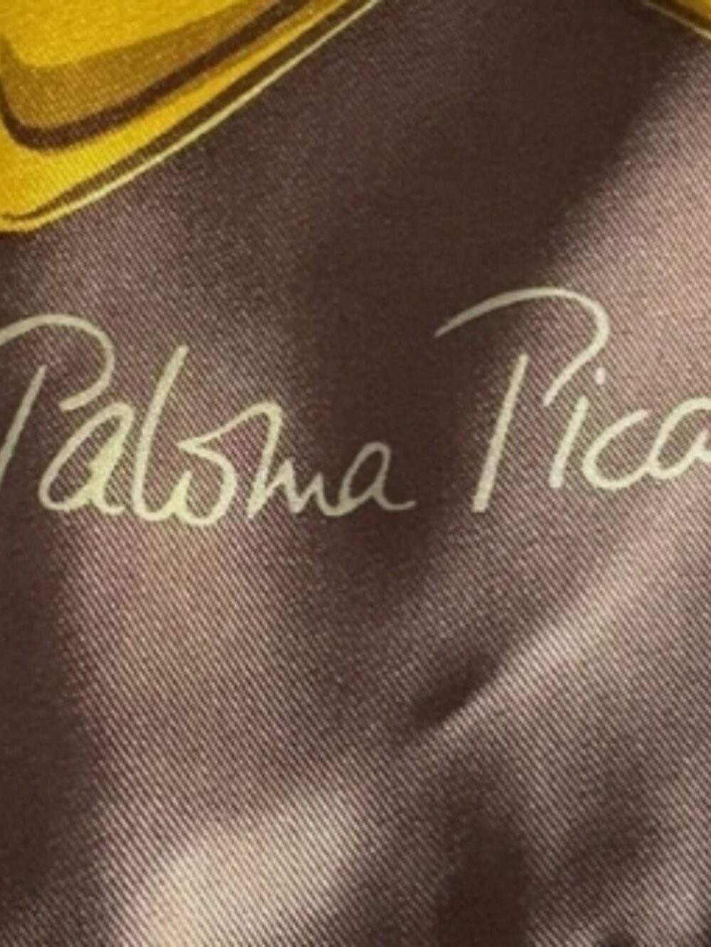 Vintage Paloma Picasso Brown and Gold Scarf - Picture 3 of 4